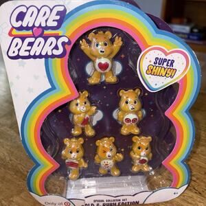 Care Bears Super Shiny Gold & Ruby Special Edition Collectible 6-Pack Figure Set